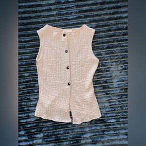 See You Monday Sleeveless Cream Button Down Shirt